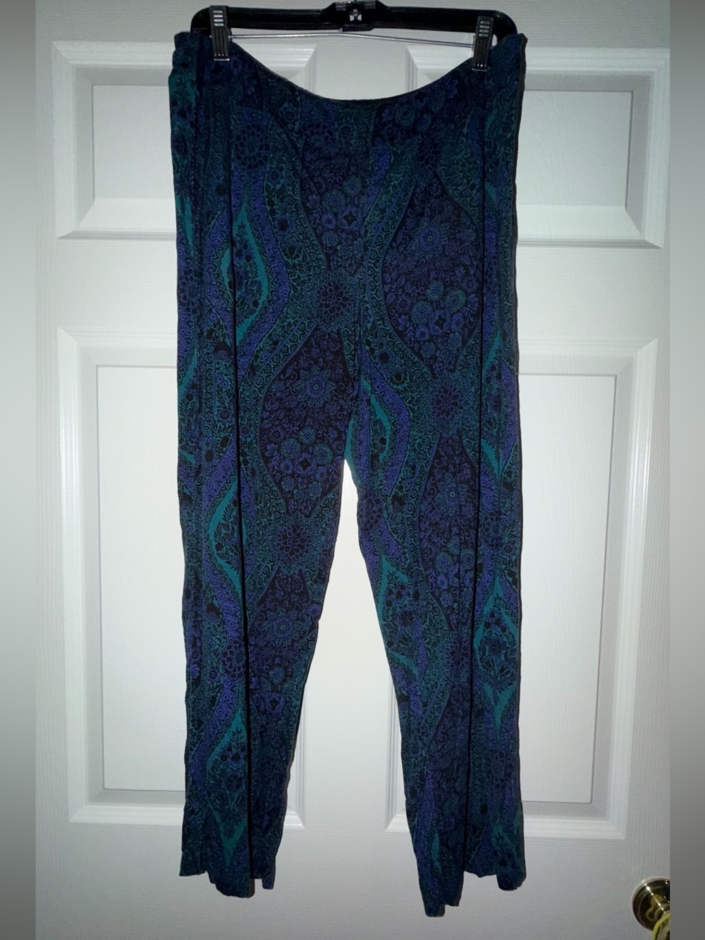 Soma Pajama Lounge Set Large Teal Blue Paisley Tunic Pants - Picture 5 of 10